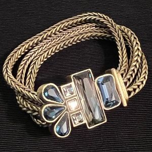 Silpada Brass, blue and smokey crystal bracelet